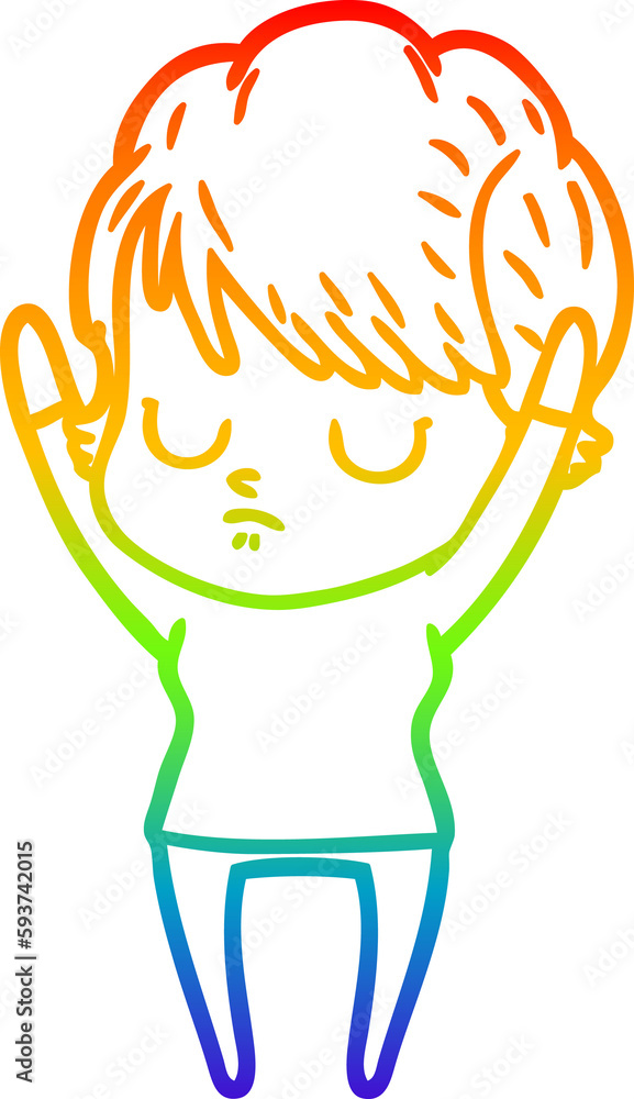 rainbow gradient line drawing cartoon woman rainbow gradient line drawing cartoon woman