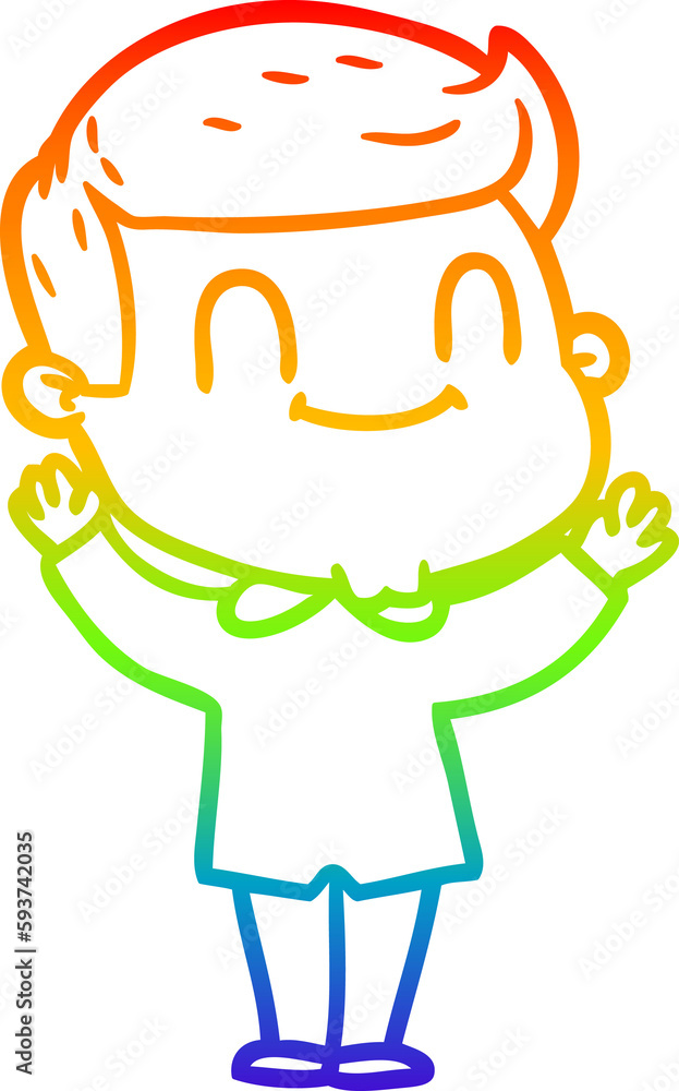 rainbow gradient line drawing cartoon friendly man rainbow gradient line drawing cartoon friendly man