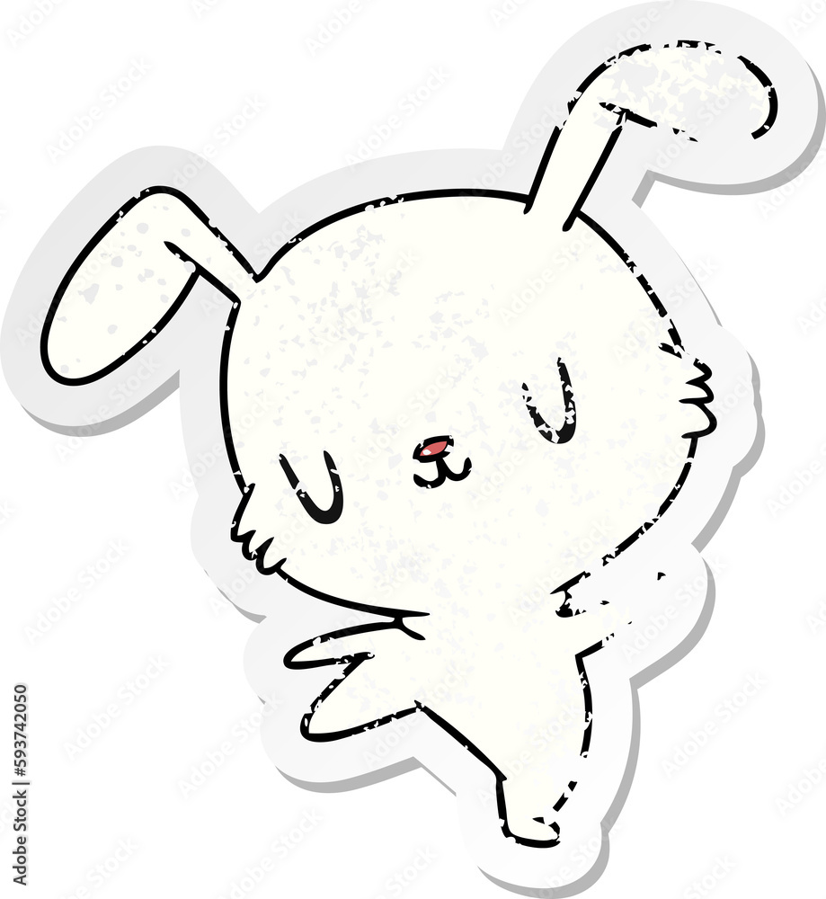 Obraz premium distressed sticker cartoon kawaii cute furry bunny