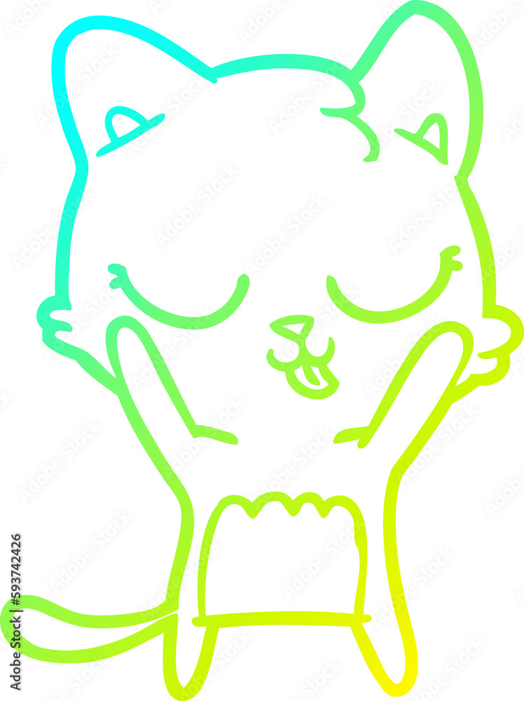 cold gradient line drawing cute cartoon cat cold gradient line drawing cute cartoon cat
