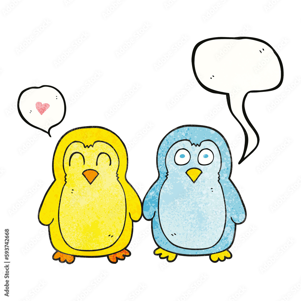 speech bubble textured cartoon birds holding hands speech bubble textured cartoon birds holding hands