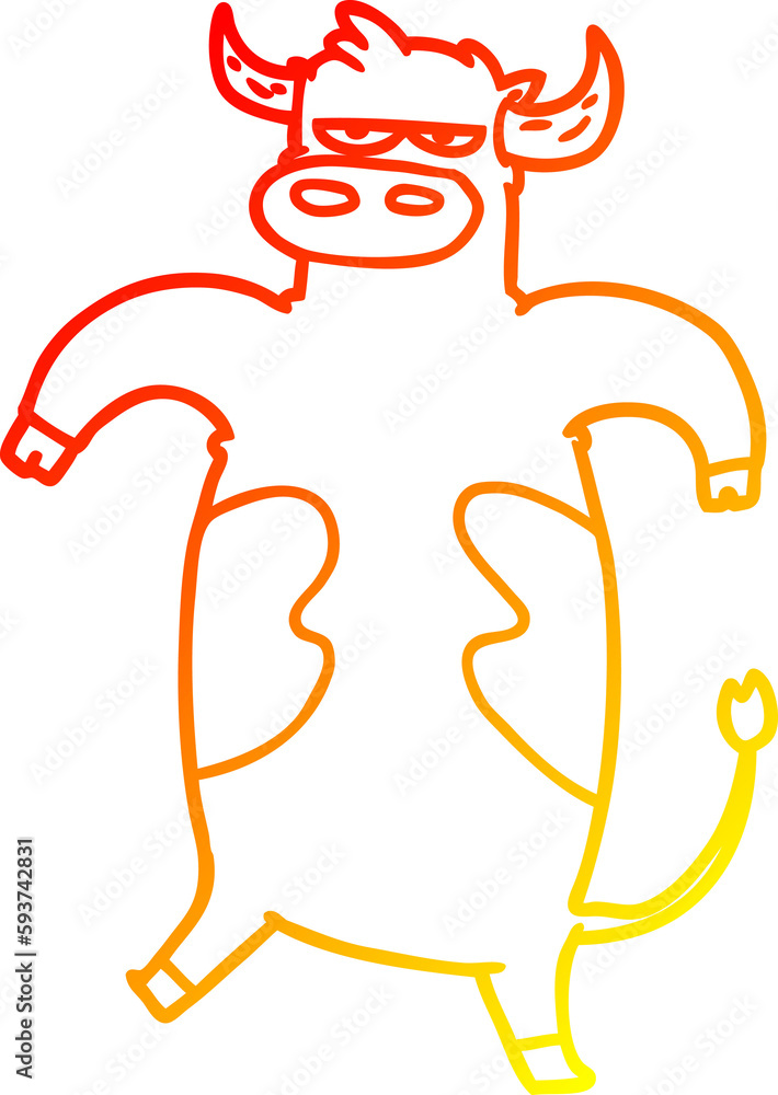 warm gradient line drawing cartoon bull warm gradient line drawing cartoon bull