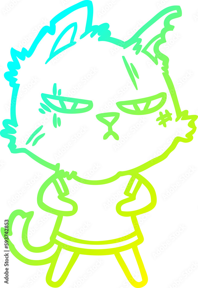 cold gradient line drawing tough cartoon cat cold gradient line drawing tough cartoon cat