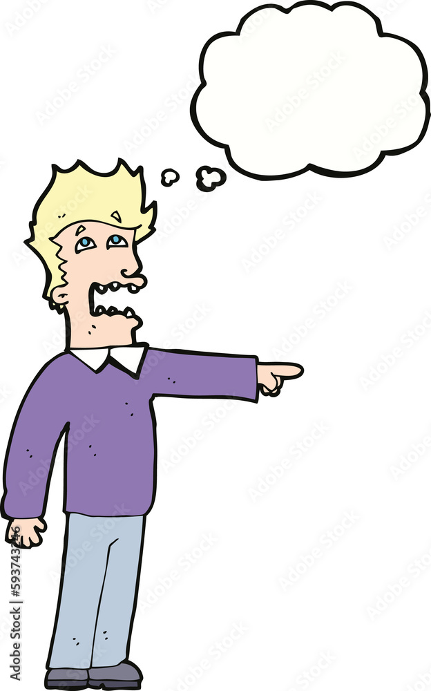 cartoon man accusing with thought bubble cartoon man accusing with thought bubble
