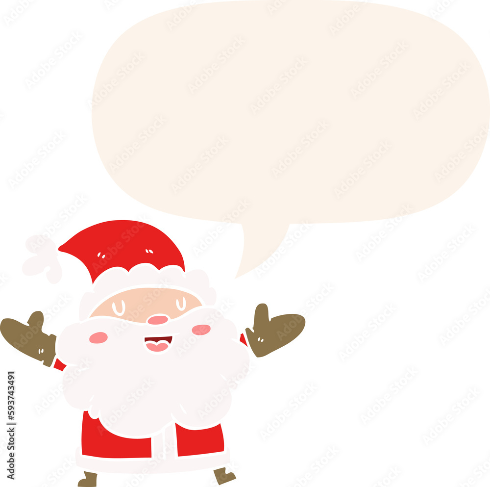 cartoon santa claus and speech bubble in retro style cartoon santa claus and speech bubble in retro style