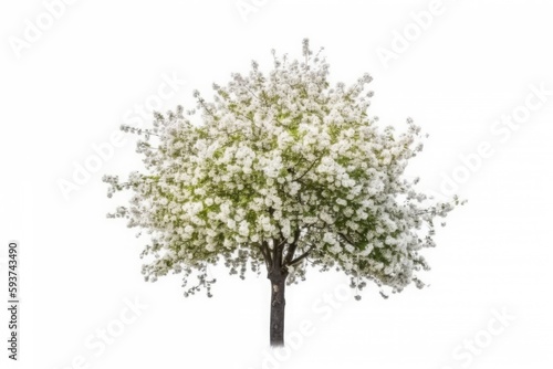 Tree blossom season cut out on white background. Generative ai.