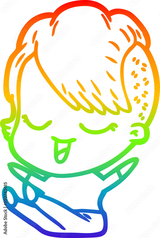 rainbow gradient line drawing happy cartoon girl rainbow gradient line drawing happy cartoon girl
