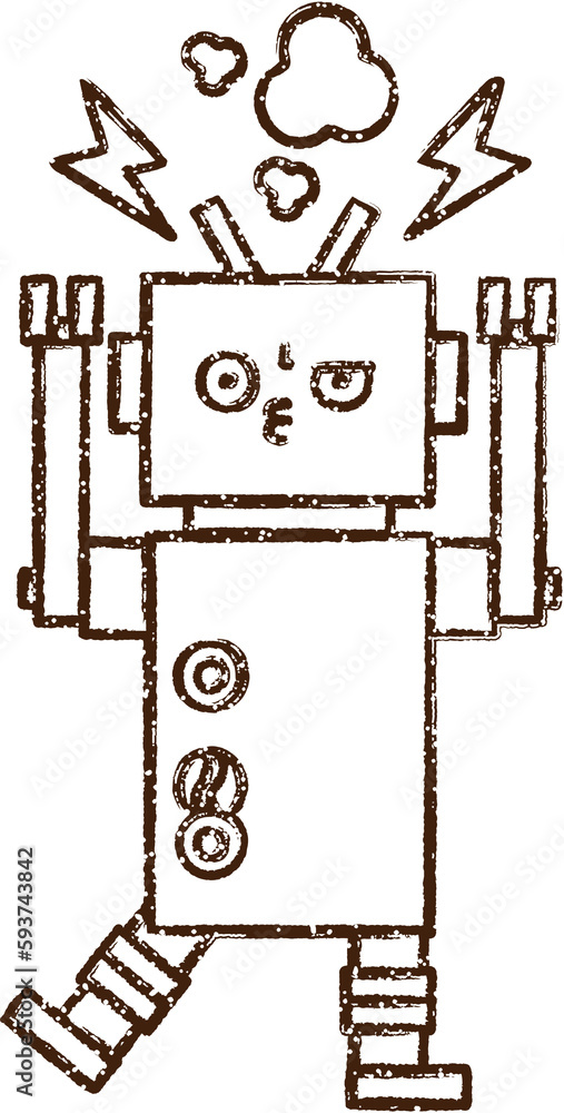 Crazy Robot Charcoal Drawing Crazy Robot Charcoal Drawing
