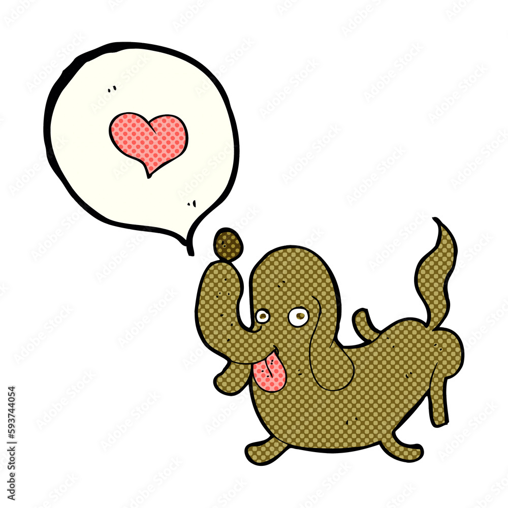 Obraz premium cartoon dog with love heart