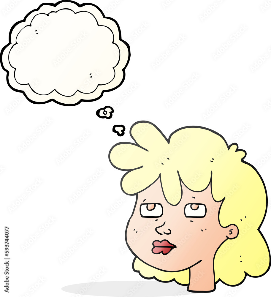 thought bubble cartoon female face thought bubble cartoon female face