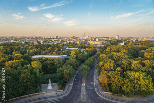 Aerial view of Berlin with Tiergarten and Office of the Federal President (Bundesprasidialamt) - Berlin, Germany