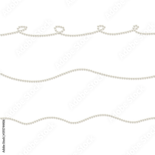Pearls. Beads. Jewelry. Beautiful vector background. Garland. Festive decoration. Strings of pearls.