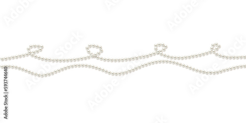 Pearls. Beads. Jewelry. Beautiful vector background. Garland. Festive decoration. Strings of pearls.