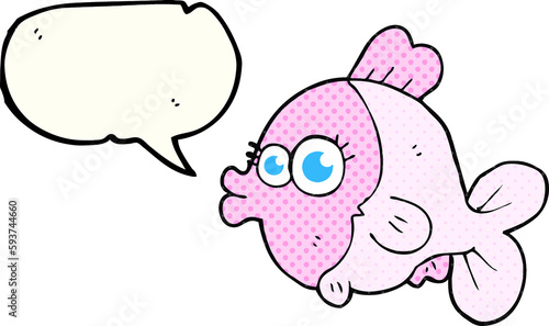 funny comic book speech bubble cartoon fish with big pretty eyes