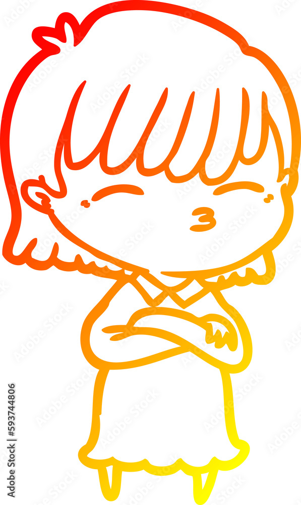 warm gradient line drawing cartoon woman warm gradient line drawing cartoon woman