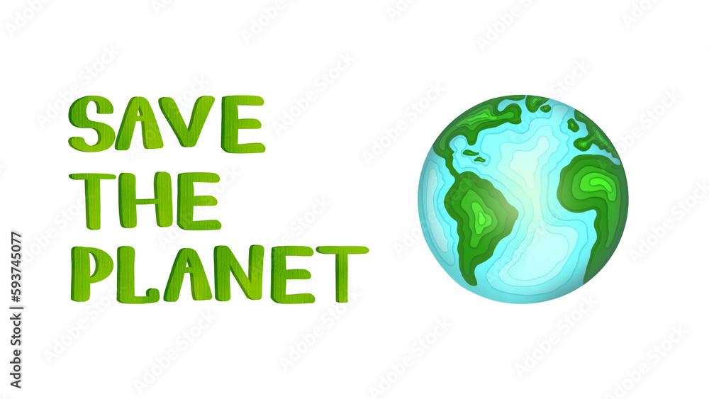 Only One Earth - World Environment day concept design, 5 June holiday. Creative Illustration with text save the planet on transparent background. Ecology, protection of nature and the environment