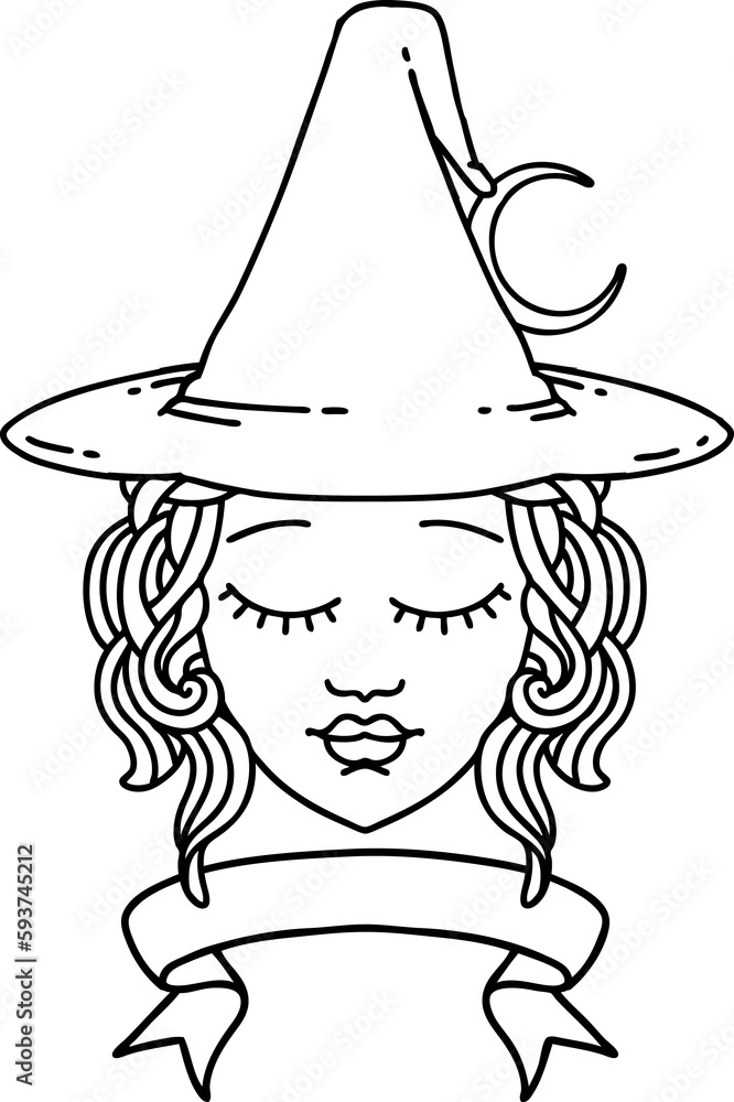 human witch character with banner illustration human witch character with banner illustration