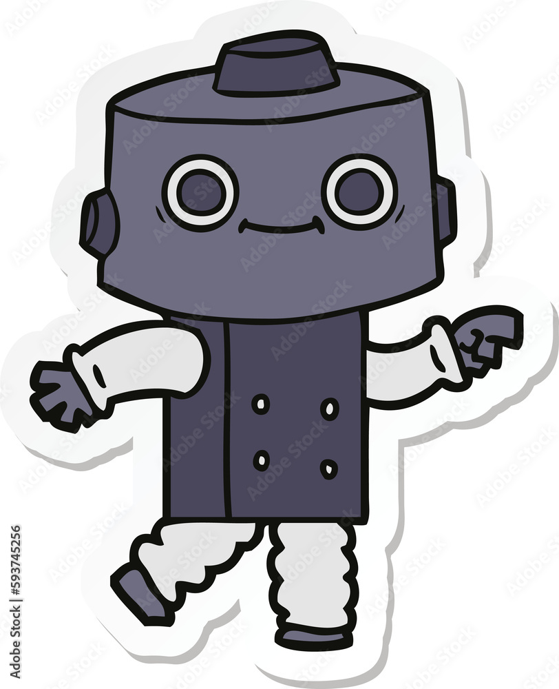 sticker of a cartoon robot sticker of a cartoon robot
