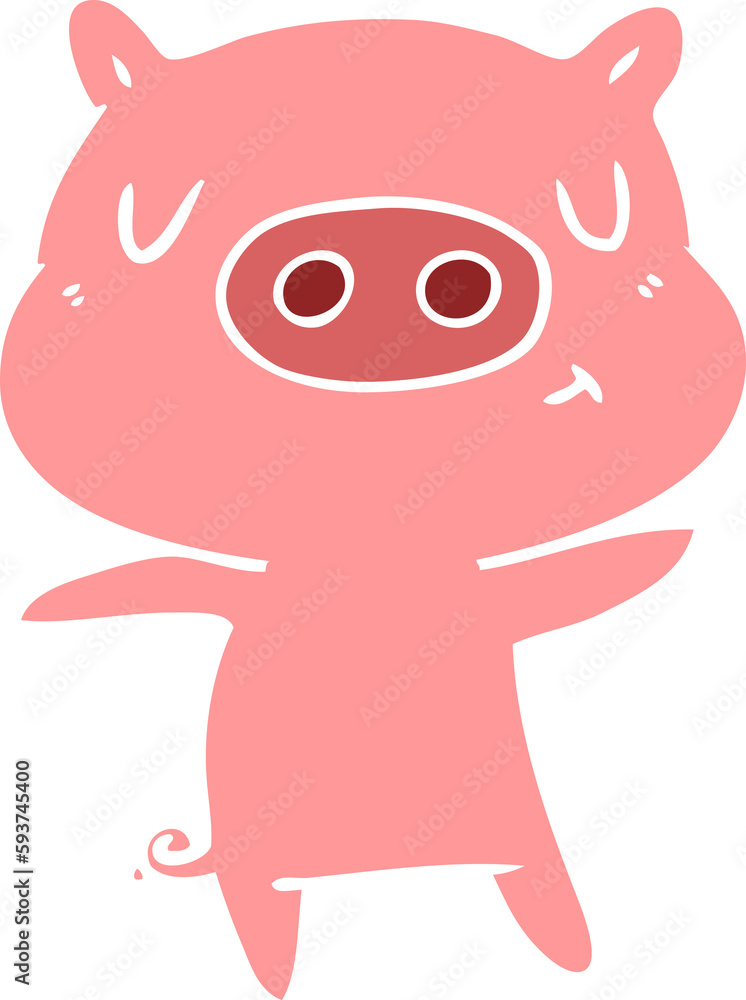 flat color style cartoon content pig flat color style cartoon content pig