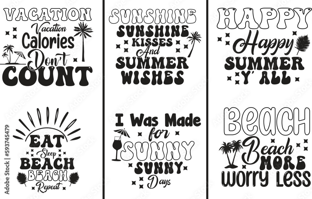 Fototapeta premium Summer SVG T-Shirt Design Bundle