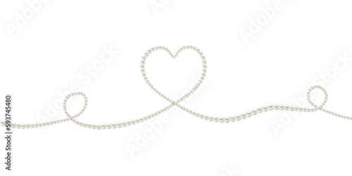 Pearls. Beads. Jewelry. Beautiful vector background. Pearl heart. Garland. Festive decoration.