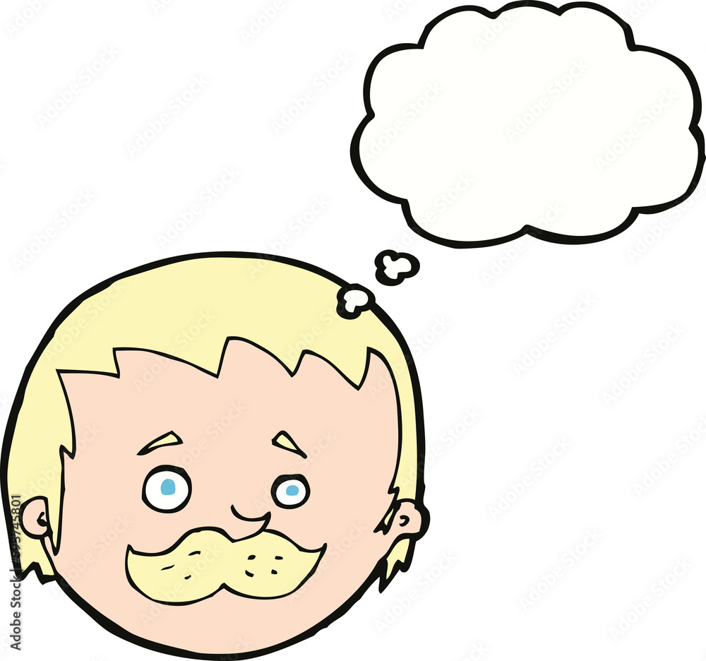 cartoon man with mustache with thought bubble cartoon man with mustache with thought bubble