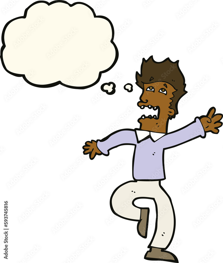 cartoon man panicking with thought bubble cartoon man panicking with thought bubble