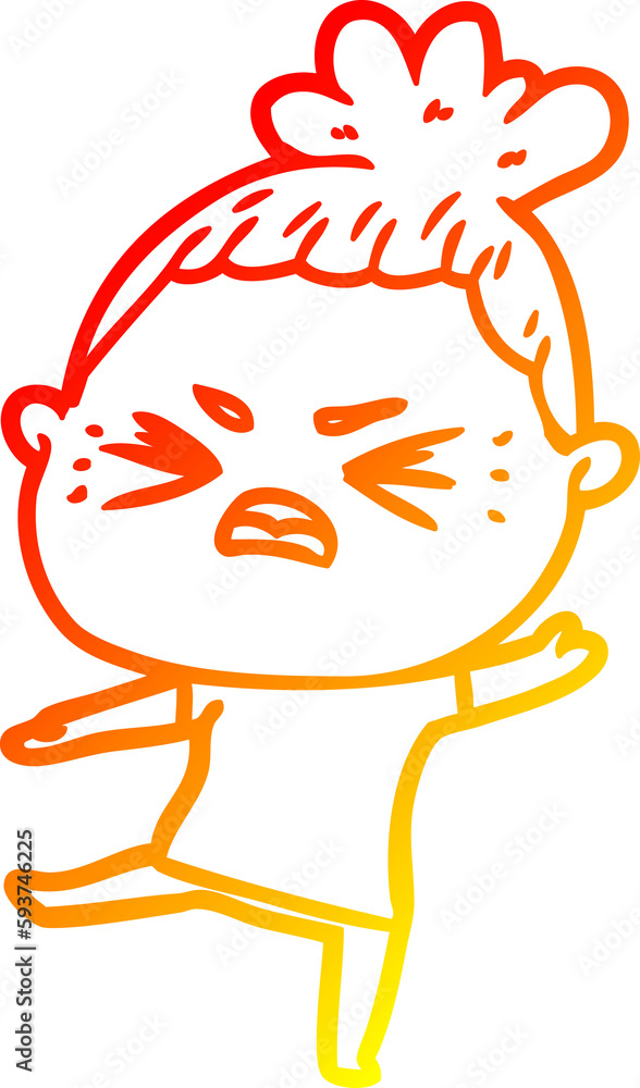 warm gradient line drawing cartoon angry woman warm gradient line drawing cartoon angry woman
