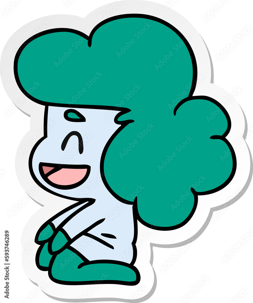 sticker cartoon of a kawaii alien girl