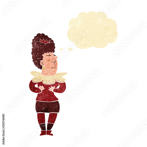 cartoon aristocratic woman with thought bubble