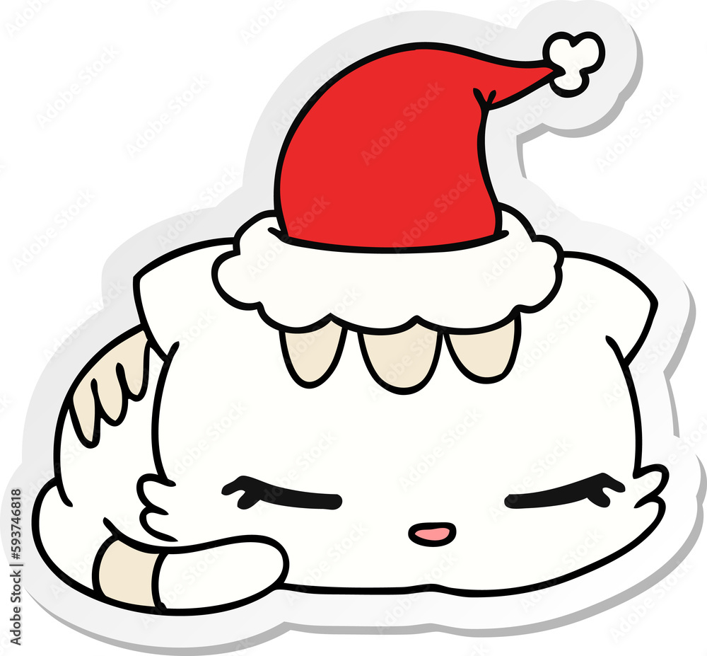 christmas sticker cartoon of kawaii cat christmas sticker cartoon of kawaii cat