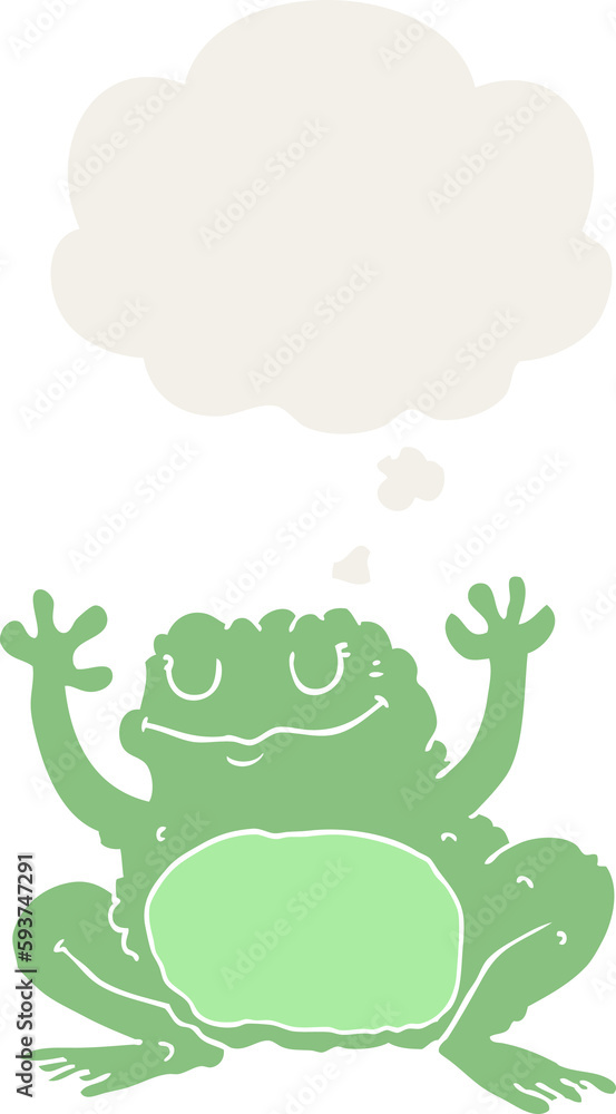cartoon frog and thought bubble in retro style cartoon frog and thought bubble in retro style