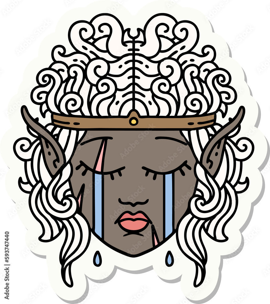 crying elf barbarian character face sticker crying elf barbarian character face sticker