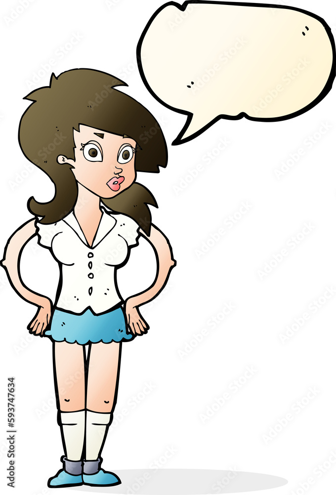 cartoon pretty woman with speech bubble cartoon pretty woman with speech bubble