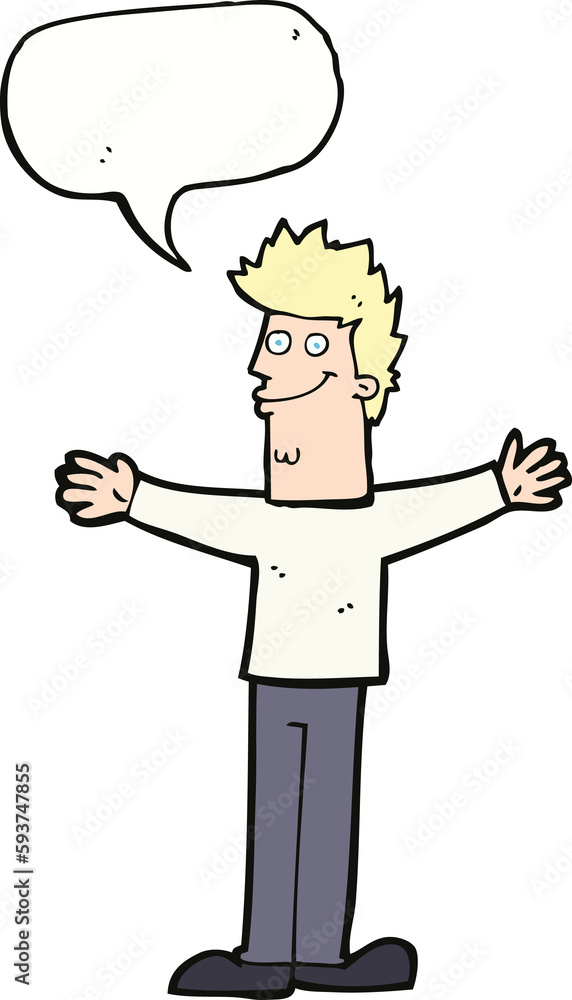 cartoon happy man with speech bubble cartoon happy man with speech bubble