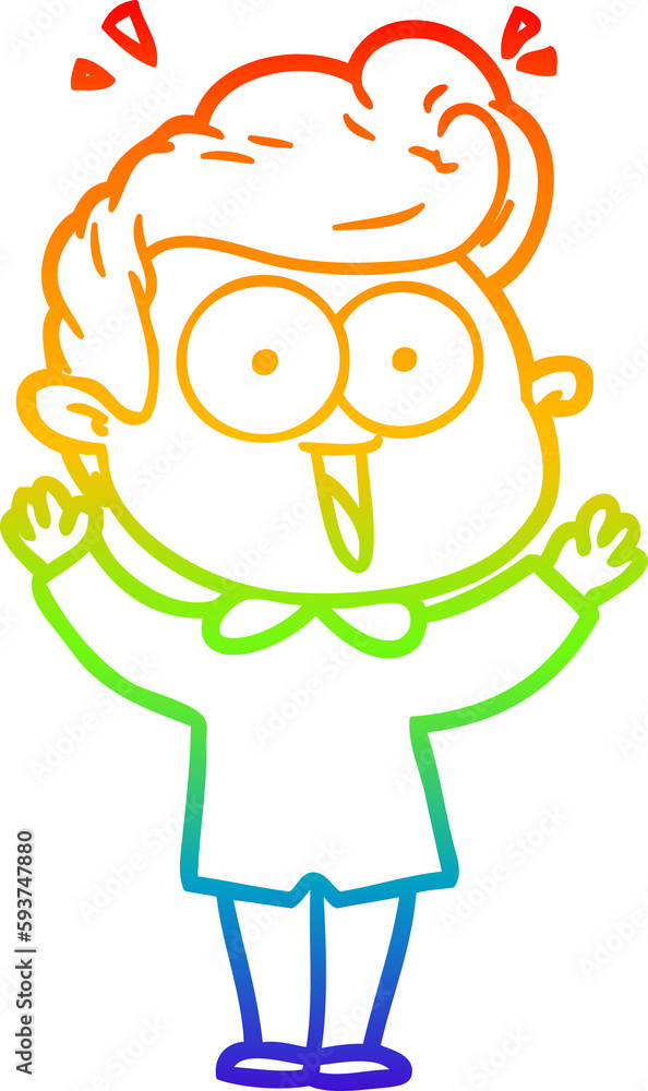 Obraz premium rainbow gradient line drawing cartoon excited man