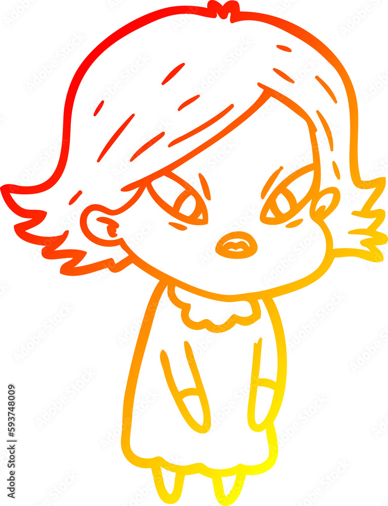 warm gradient line drawing cartoon stressed woman warm gradient line drawing cartoon stressed woman