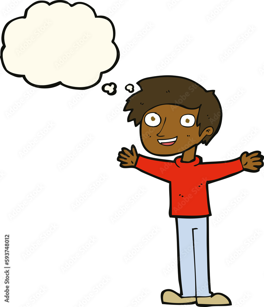 cartoon enthusiastic man with thought bubble cartoon enthusiastic man with thought bubble