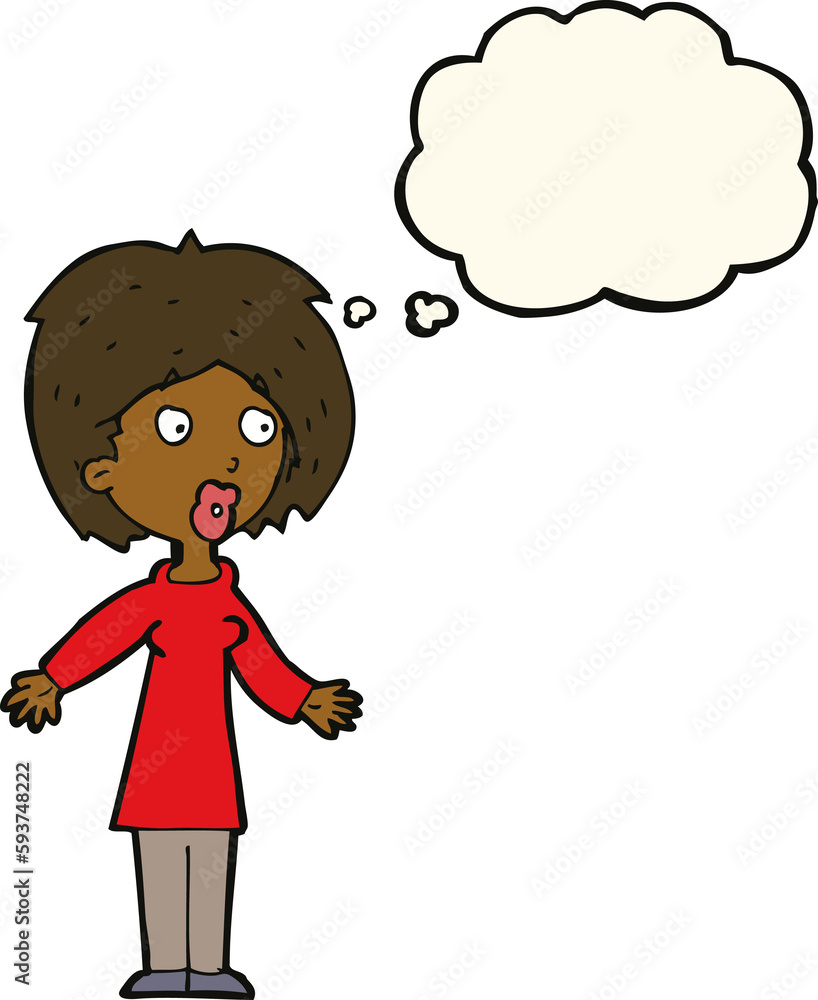 cartoon surprised woman with thought bubble cartoon surprised woman with thought bubble