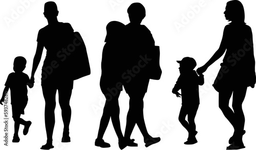 silhouette of mother with child