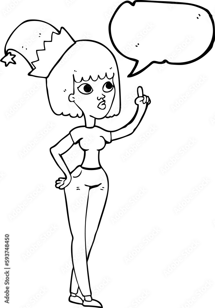 speech bubble cartoon woman wearing christmas hat speech bubble cartoon woman wearing christmas hat
