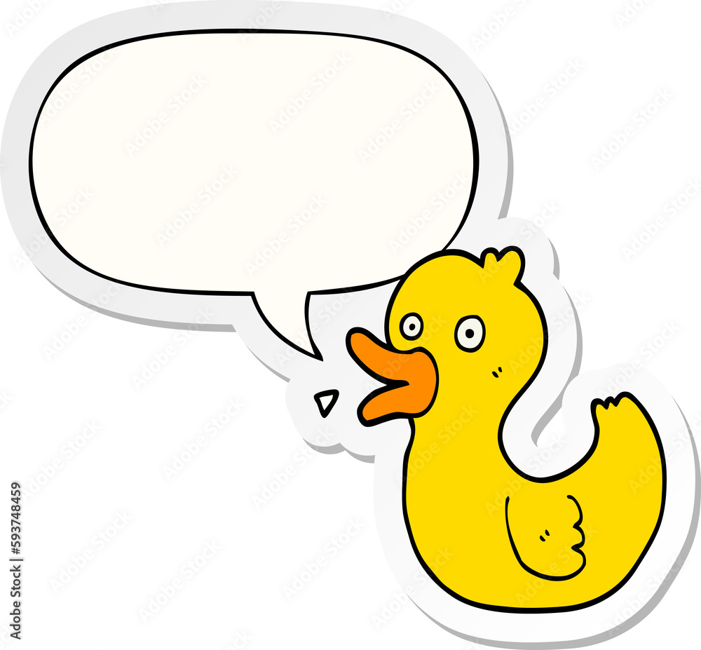 cartoon quacking duck and speech bubble sticker cartoon quacking duck and speech bubble sticker