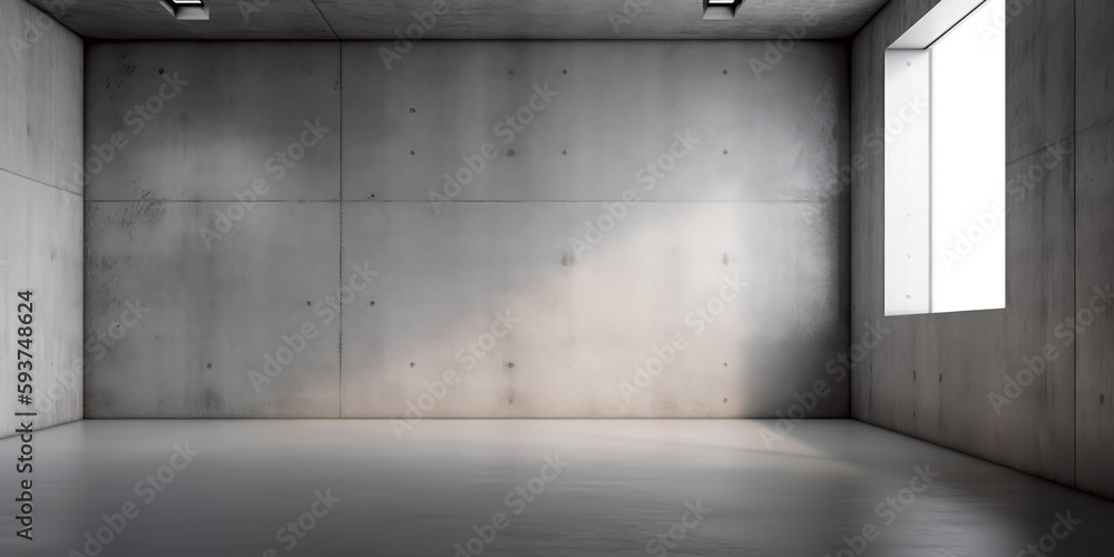 Concrete wall and floor background for product display or mock up, three dimensional showroom. Background. Mockup. Generative AI. Abstract white interior of an empty room with concrete walls Concrete wall and floor background for product display or mock up, three dimensional showroom. Background. Mockup. Generative AI. Abstract white interior of an empty room with concrete walls