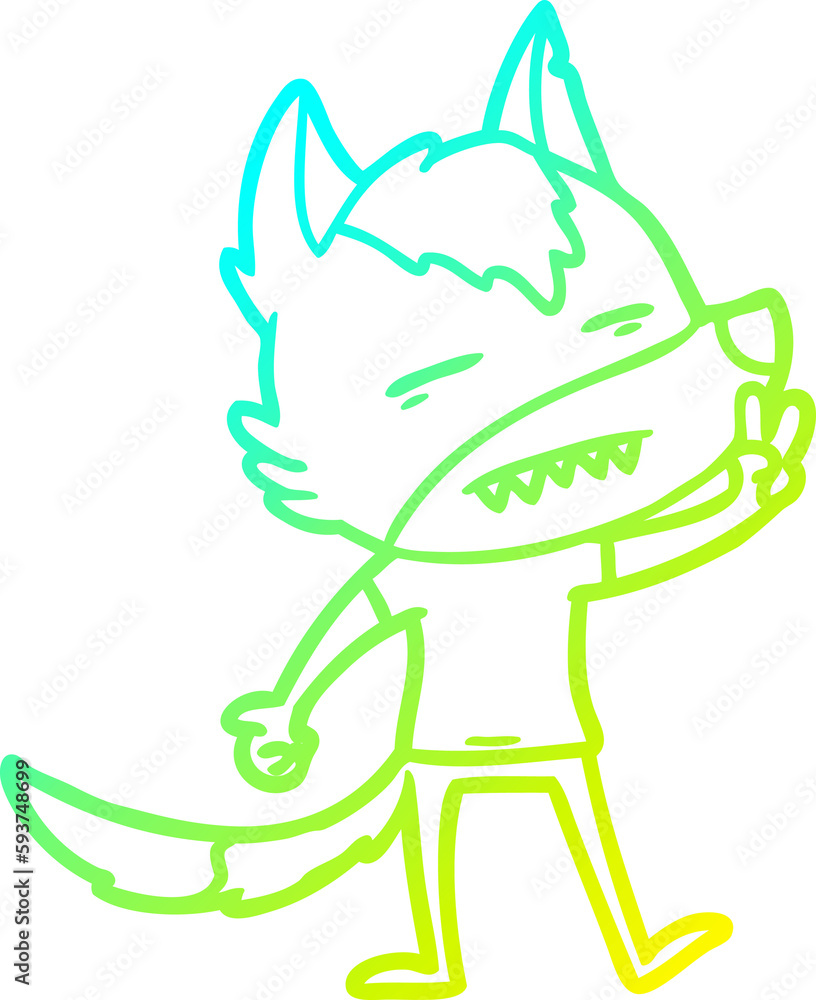 cold gradient line drawing cartoon wolf showing teeth cold gradient line drawing cartoon wolf showing teeth