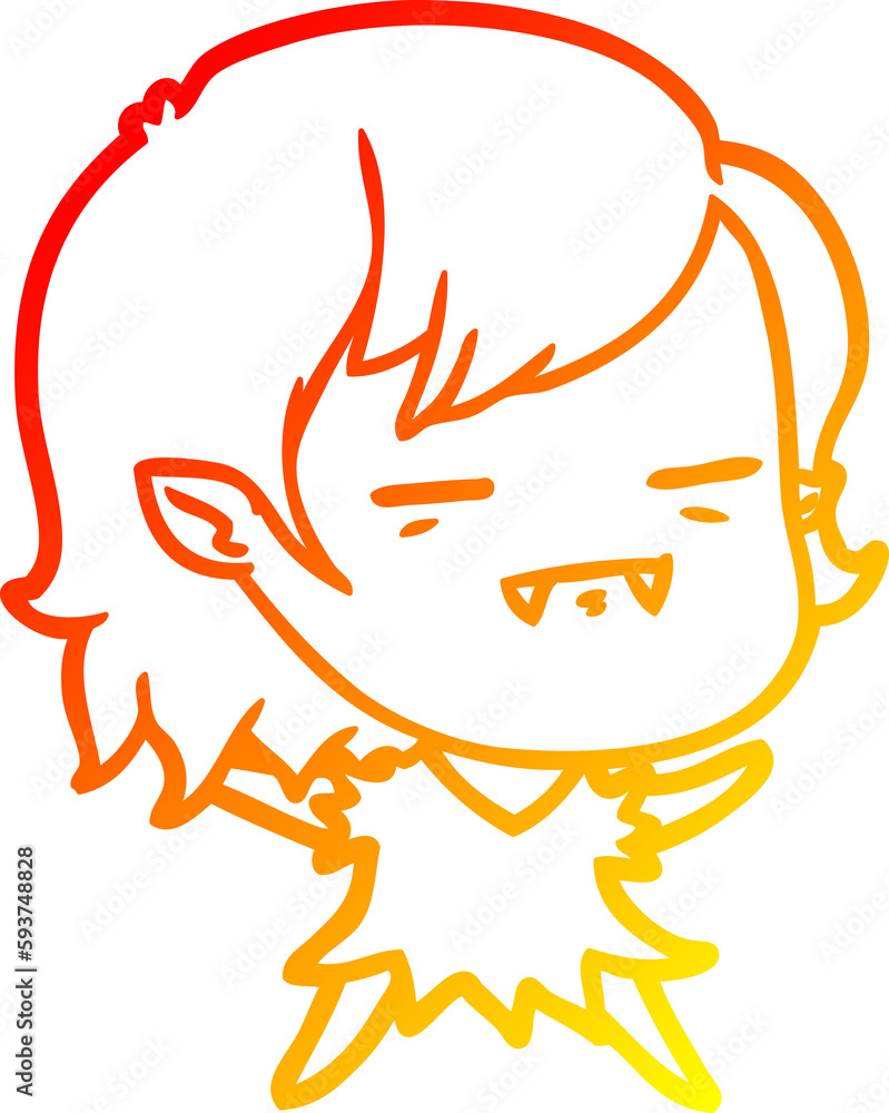 warm gradient line drawing cartoon undead vampire girl warm gradient line drawing cartoon undead vampire girl