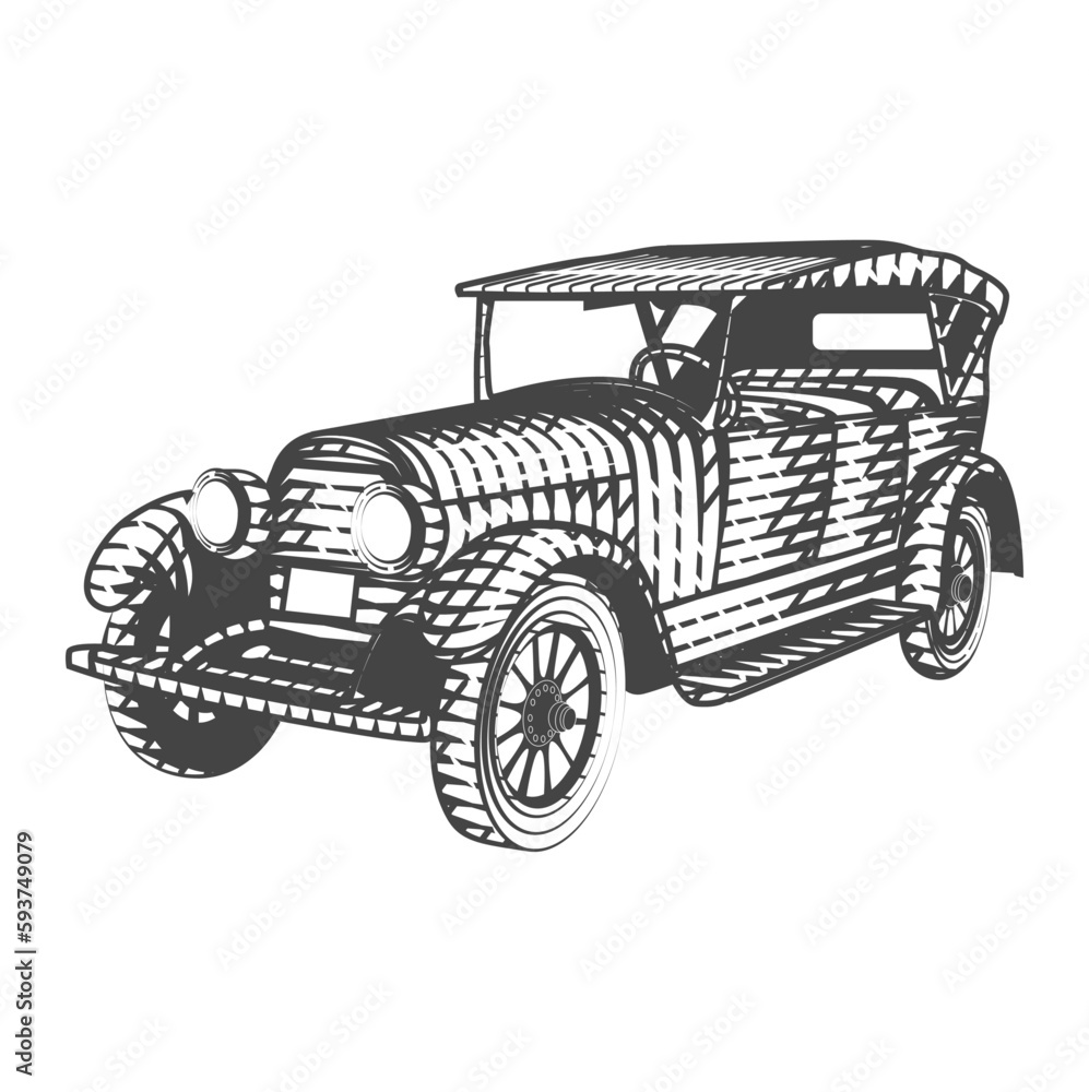 auto vintage engraved