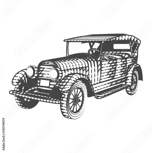 auto vintage engraved