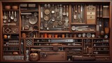Carefully Arranged Knolling of Various Kitchen Supplies