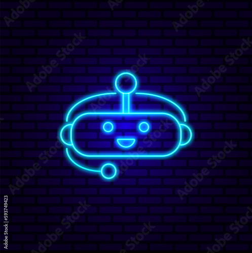  Neon icon for editorial content on ChatGPT chatbot -  with robot