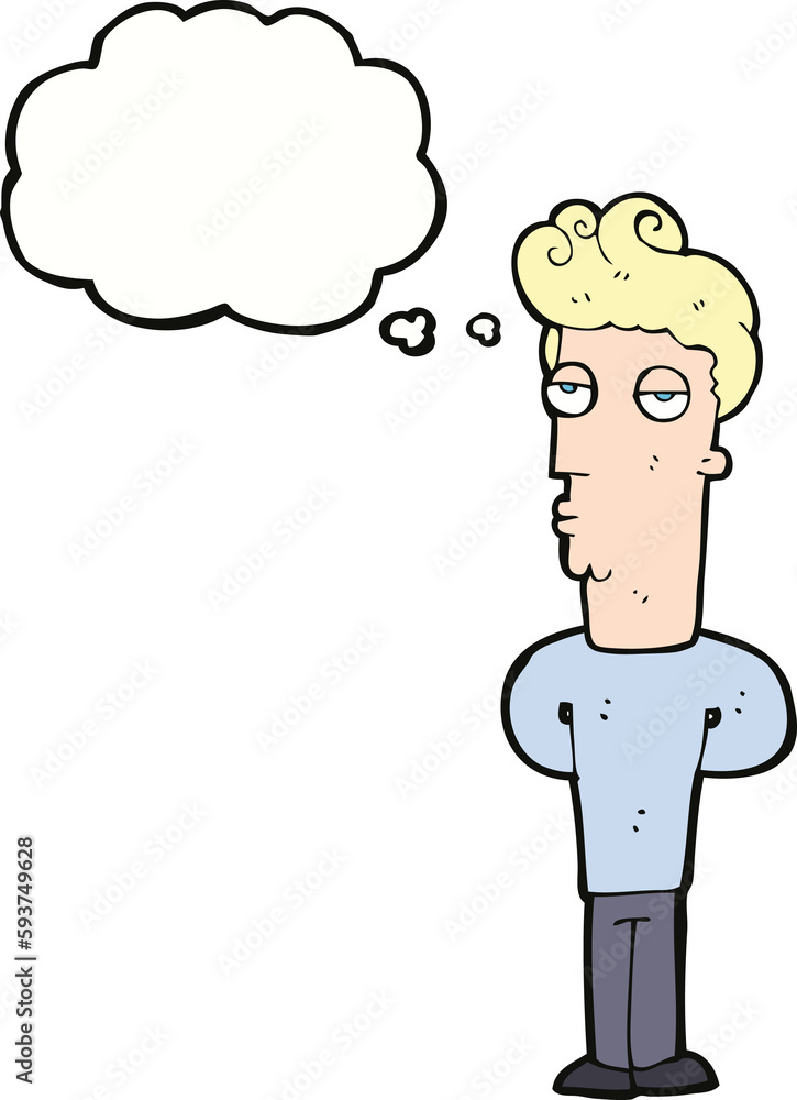 cartoon bored man with thought bubble cartoon bored man with thought bubble